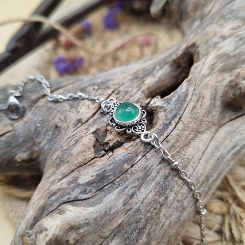 Bracelet artisanal Onyx Vert - Fôret Enchantée