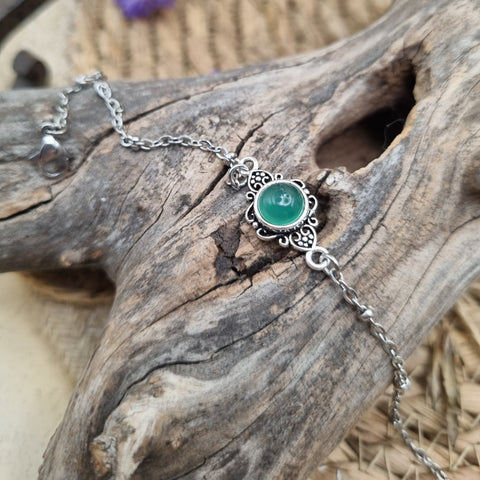 Bracelet artisanal Onyx Vert - Fôret Enchantée