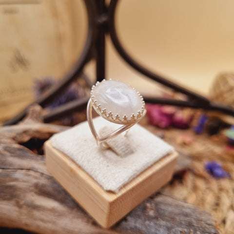 ✧ Bague Péristérite — Lueur de la Lune Ancienne ✧